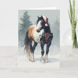 Tarjeta de Feliz Navidad con Caballo