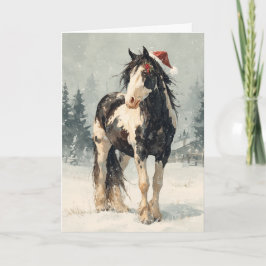 Tarjeta de Feliz Navidad con Caballo