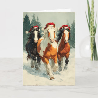 Tarjeta de Feliz Navidad con Caballos