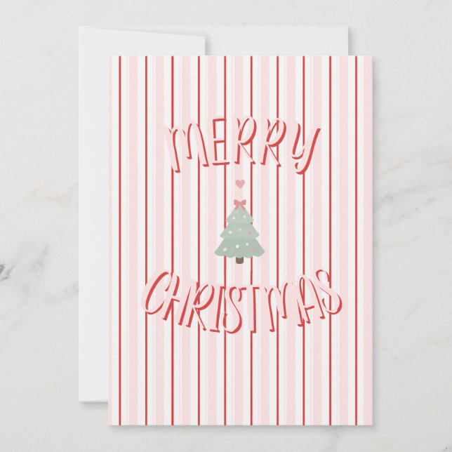 Tarjeta de Feliz Navidad con Caramelo Rosa (Anverso)