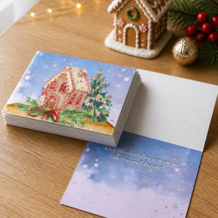Tarjeta de Feliz Navidad con Casa de Pan de Jengib