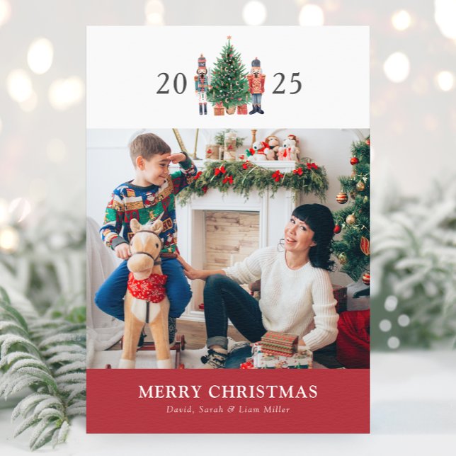 Tarjeta de Feliz Navidad con Collage de Fotos (Nutcracker 2025 Holiday Photo Collage Merry Christmas Card by Painted Paperie
)