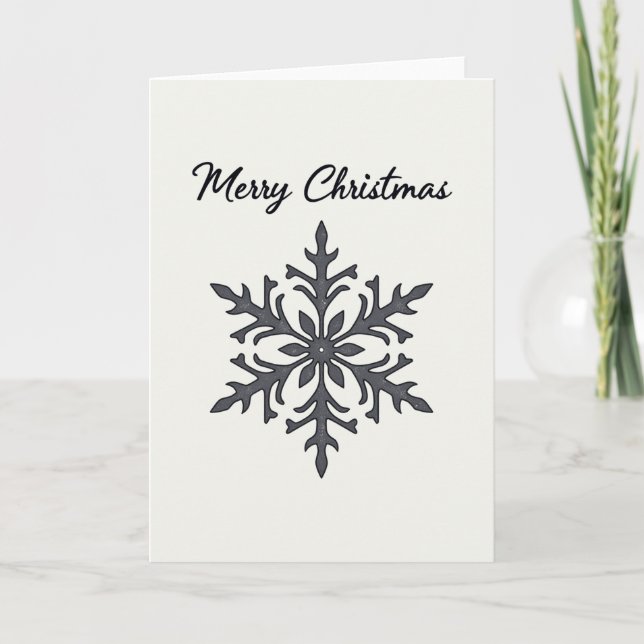 Tarjeta de Feliz Navidad con Copo de Nieve Simple (Anverso)