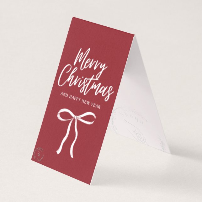 Tarjeta de Feliz Navidad con Diseño Rojo (Anverso)