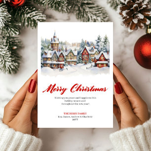 Tarjeta de Feliz Navidad con Escena Festiva y Dive