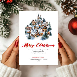 Tarjeta de Feliz Navidad con Escena Invernal Capri