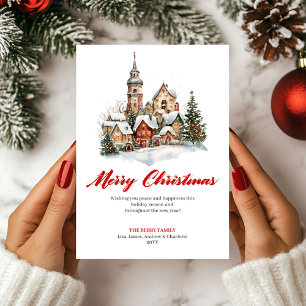 Tarjeta de Feliz Navidad con Escena Invernal Jugue
