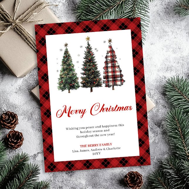 Tarjeta de Feliz Navidad con Estampado de Leopardo (Artistic Leopard Print Christmas Tree Greeting Card)