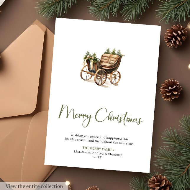 Tarjeta de Feliz Navidad con Estilo Botánico Festi (Festive Botanical Custom Christmas Greeting Card

)