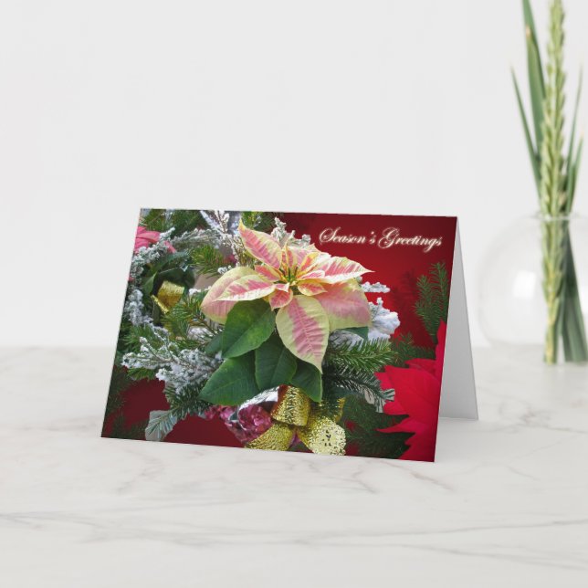 Tarjeta de Feliz Navidad con Florales (Anverso)