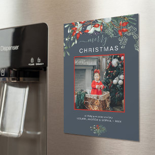 Tarjeta de Feliz Navidad con Foto Botánica Minimal