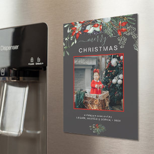 Tarjeta de Feliz Navidad con Foto Botánica Minimal