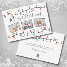 Tarjeta de Feliz Navidad con Foto de Luces Navideñ