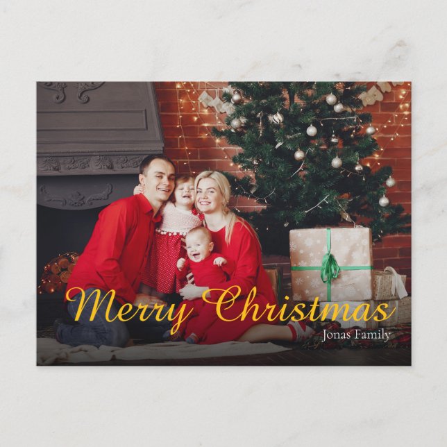 Tarjeta de Feliz Navidad con Foto Familiar (Anverso)