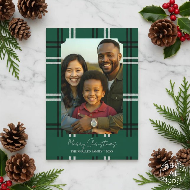 Tarjeta de Feliz Navidad con Foto Familiar de Cuad (Subido por el creador)