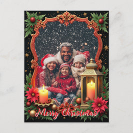 Tarjeta de Feliz Navidad con Foto Golden Glow