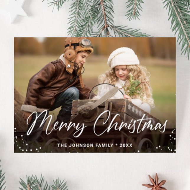 Tarjeta de Feliz Navidad con foto moderna económic (Subido por el creador)
