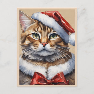 Tarjeta de Feliz Navidad con Gato