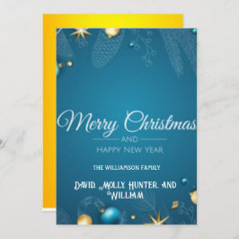 Tarjeta de Feliz Navidad con guion azul de fiesta