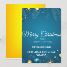 Tarjeta de Feliz Navidad con guion azul de vacacio