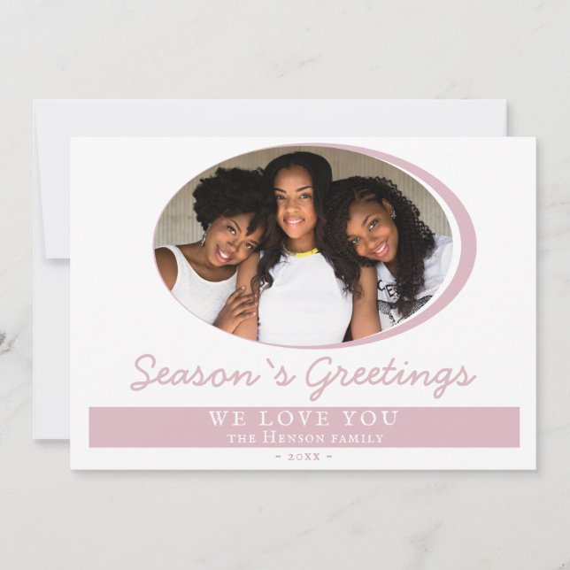 Tarjeta de Feliz Navidad con Guión Rosa Moderno Fo (Anverso)