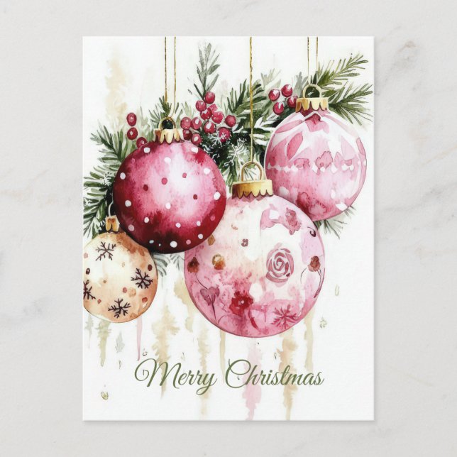 Tarjeta de Feliz Navidad con Guirnalda Festiva (Anverso)