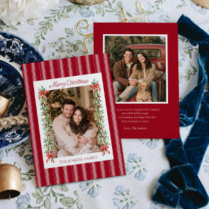 Tarjeta de Feliz Navidad con Guirnalda y Foto