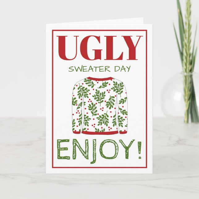 Tarjeta de Feliz Navidad con Jersey Feo (Anverso)
