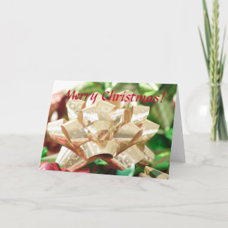 Tarjeta de Feliz Navidad con Lazo Dorado
