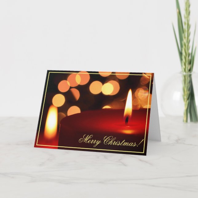 Tarjeta de Feliz Navidad con Luces de Velas (Anverso)