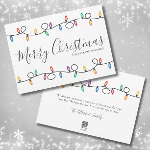 Tarjeta de Feliz Navidad con Luces Navideñas Simpl