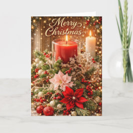 Tarjeta de Feliz Navidad con Luz de Vela