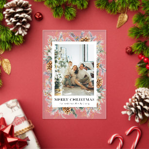 Tarjeta de Feliz Navidad con Marco de Foto Botánic