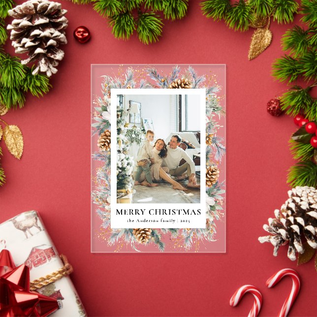 Tarjeta de Feliz Navidad con Marco de Foto Botánic (Insitu (Vacaciones))