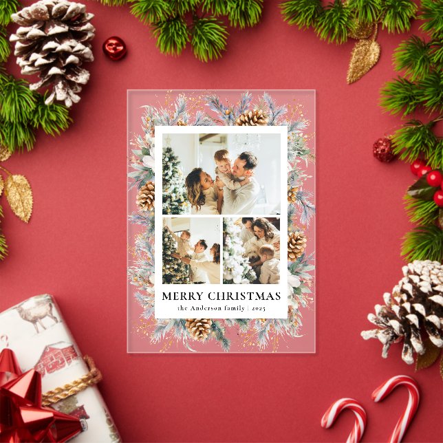 Tarjeta de Feliz Navidad con Marco de Foto Botánic (Insitu (Vacaciones))