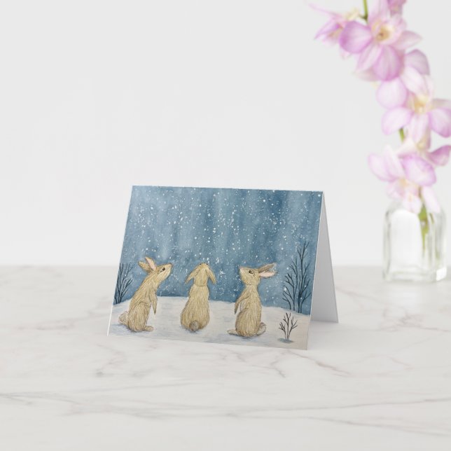 Tarjeta de Feliz Navidad con Nieve (Orquídea)