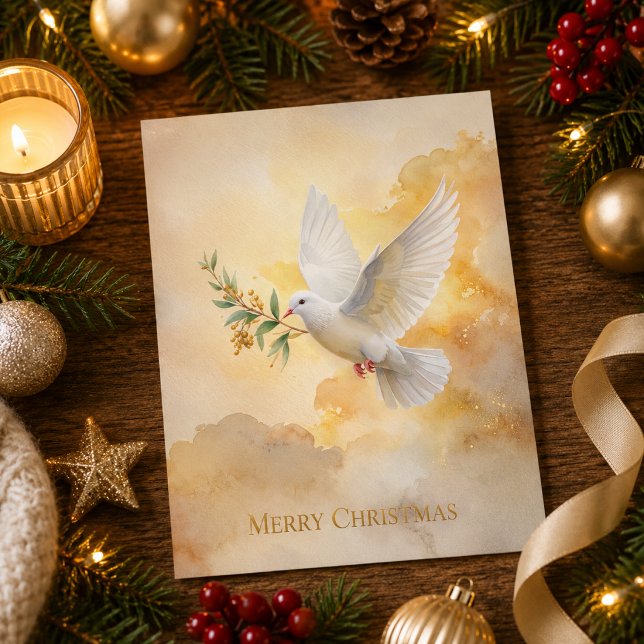 Tarjeta de Feliz Navidad con Paloma de la Paz (Subido por el creador)