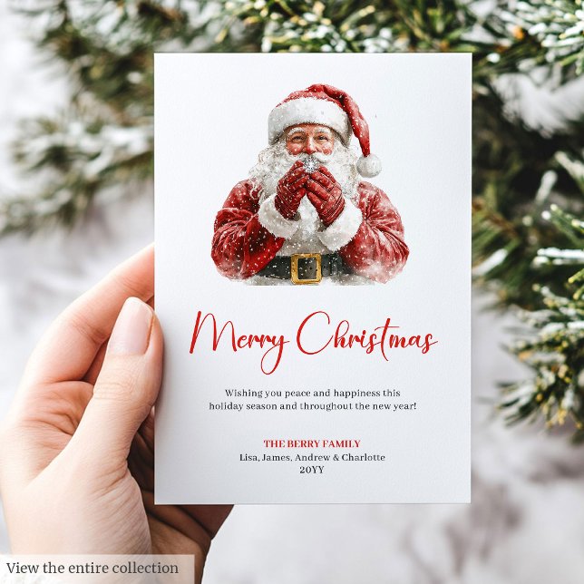 Tarjeta de Feliz Navidad con Papá Noel Moderno (Trendy Santa Claus Modern Christmas Greeting Card)
