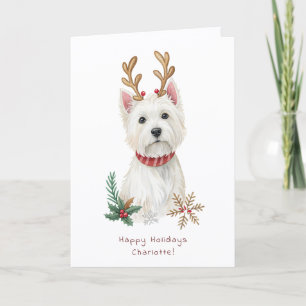 Tarjeta de Feliz Navidad con Perro Westie Divertid