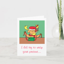 Tarjeta de Feliz Navidad con Reno Divertido de Dib
