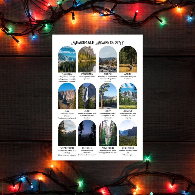 Tarjeta de Feliz Navidad con resumen del año y 12  (A Year Full of Joy: Celebrating Family Milestones)