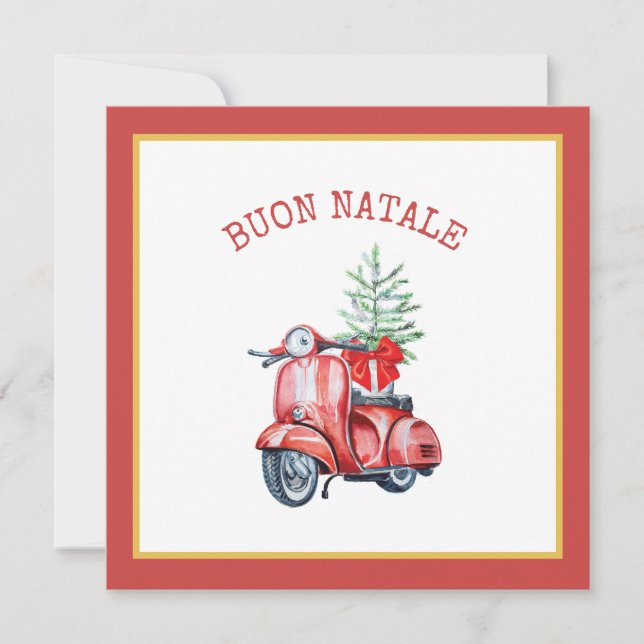 Tarjeta de Feliz Navidad con Scooter Mono  (Anverso)