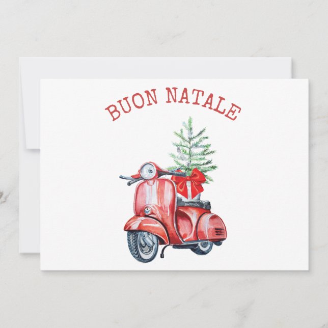 Tarjeta de Feliz Navidad con Scooter Mono  (Anverso)