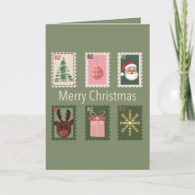 Tarjeta de Feliz Navidad con Sello Postal