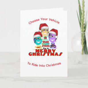 Tarjeta de Feliz Navidad con Tema de Transporte