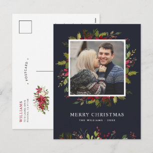 Tarjeta de Feliz Navidad con Verde al Acuarela