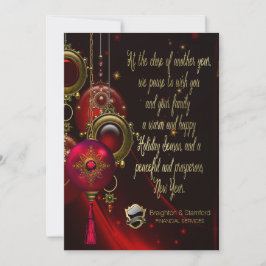 Tarjeta de Feliz Navidad Corporativa de Oro Rojo E