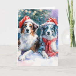 Tarjeta de Feliz Navidad de Border Collie