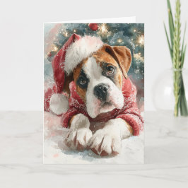 Tarjeta de Feliz Navidad de Boxer Adorable