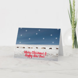 Tarjeta de Feliz Navidad de Caballos Salvajes